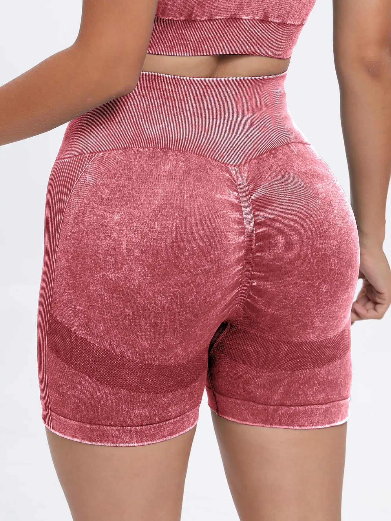 Spot high-waisted tie-dyed sports outdoor shorts, tight-fitting butt-lifting, breathable peach yoga fitness women